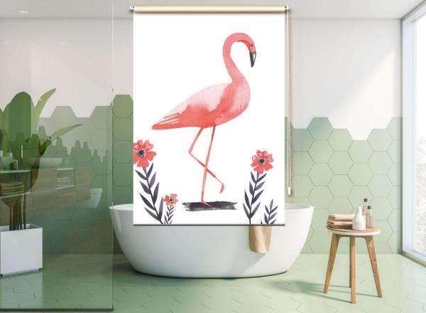 Extartiqe Duschrollo Flamingo moderner Rollo Duschvorhang